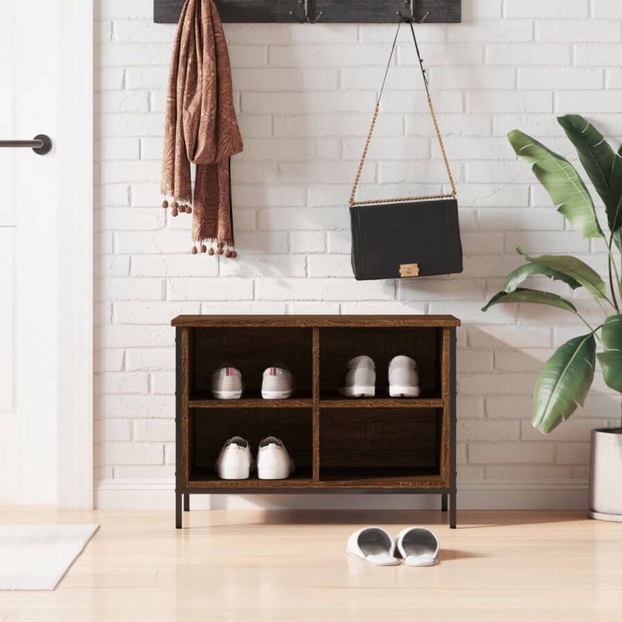 The Living Store Schoenenkast Bruineiken 69 x 35 x 50 cm Duurzaam materiaal Schoenenkast Schoenuitlegers Berging Schoenen Houten Schoenenkast Bruine Schoenenkast - Foto 3