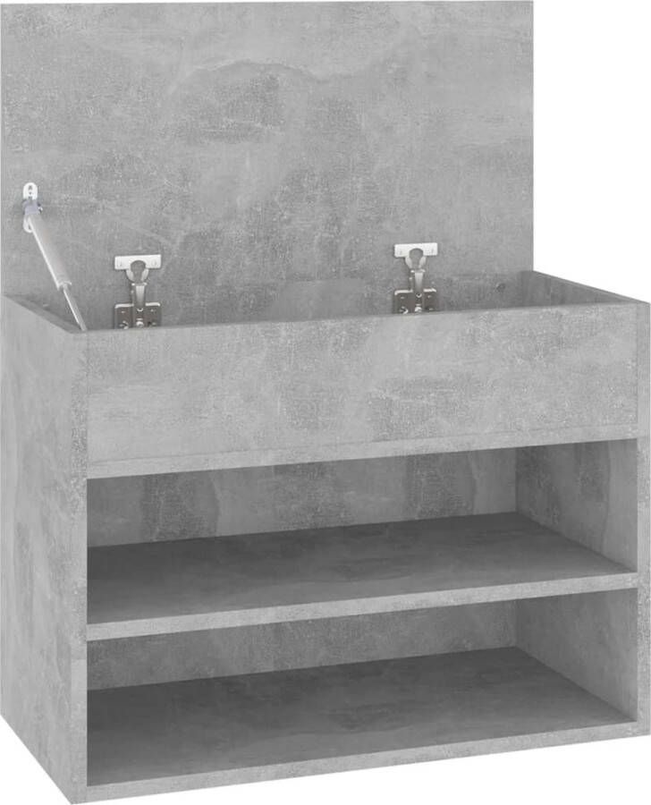 The Living Store Schoenenkast Concrete 60 x 30 x 45 cm Trendy opbergbank Spaanplaat Montage vereist - Foto 2