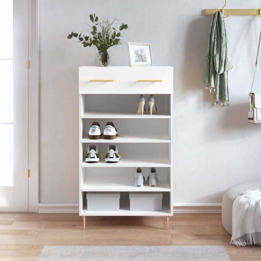 The Living Store Schoenenkast Kasten 60x35x105 cm Wit - Foto 2