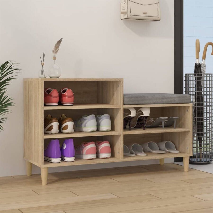 VidaXL The Living Store Schoenenkast Sonoma Eiken 102 x 36 x 60 cm Duurzaam materiaal - Foto 2