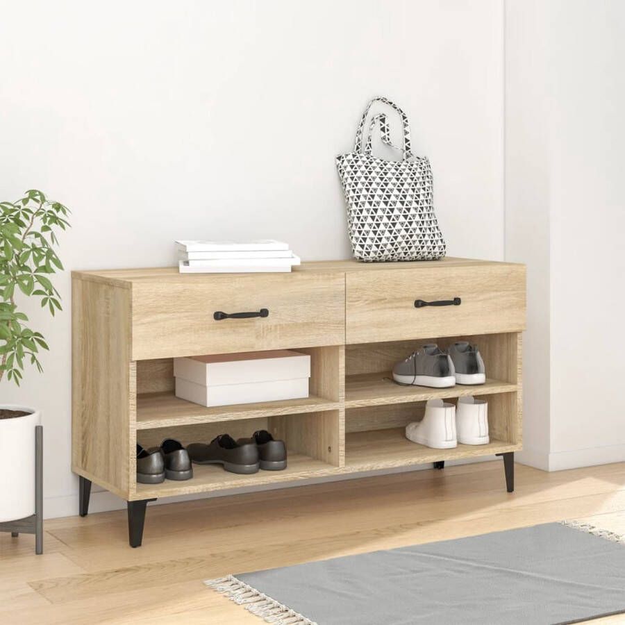 The Living Store Schoenenkast Sonoma Eiken 102x35x55 cm Stevig materiaal - Foto 2