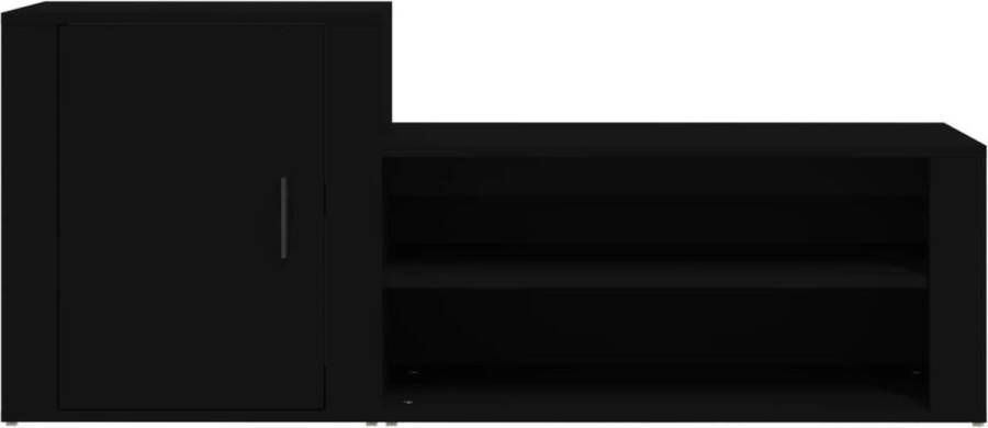 The Living Store Schoenenkast Zwart 130 x 35 x 54 cm Bewerkt hout Schoenenkast Schoenen Organisatie Inbouwschoenendoos Bergruimte Houten Schoenenkast - Foto 3