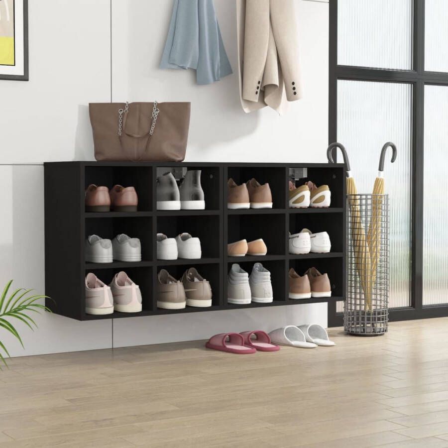 The Living Store Schoenenkast Trendy Ontwerp 52.5 x 30 x 50 cm Zwart Bewerkt Hout - Foto 2