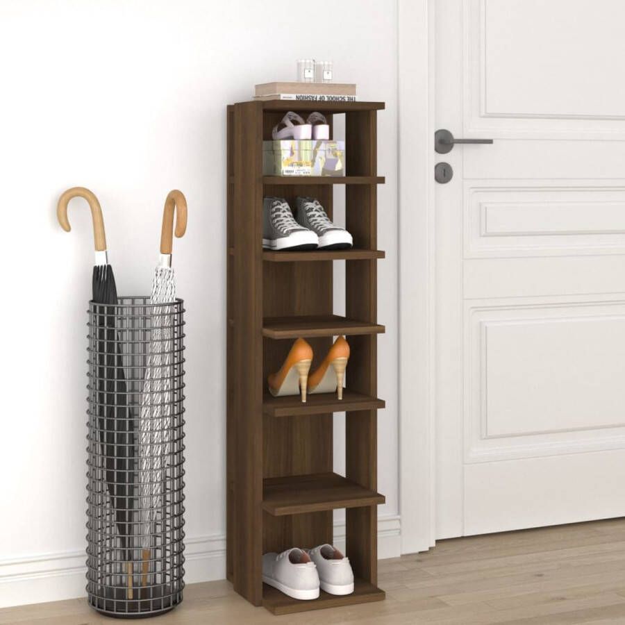 The Living Store Schoenenrek Bruineiken Hout 27.5 x 27 x 102 cm 6 schappen - Foto 2