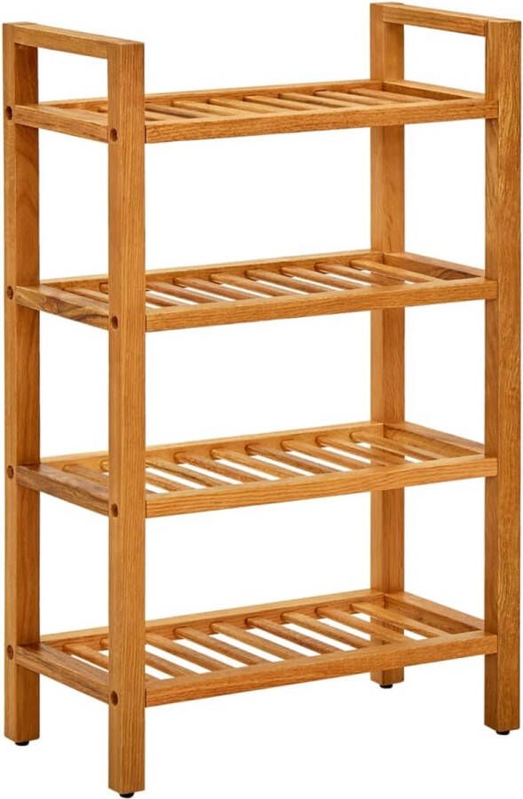 The Living Store Schoenenrek met 4 schappen 50x27x80 cm massief eikenhout Schoenenrek Eikenhout Schoenen Organisatie Vintage Meubels Landelijke Stijl - Foto 2
