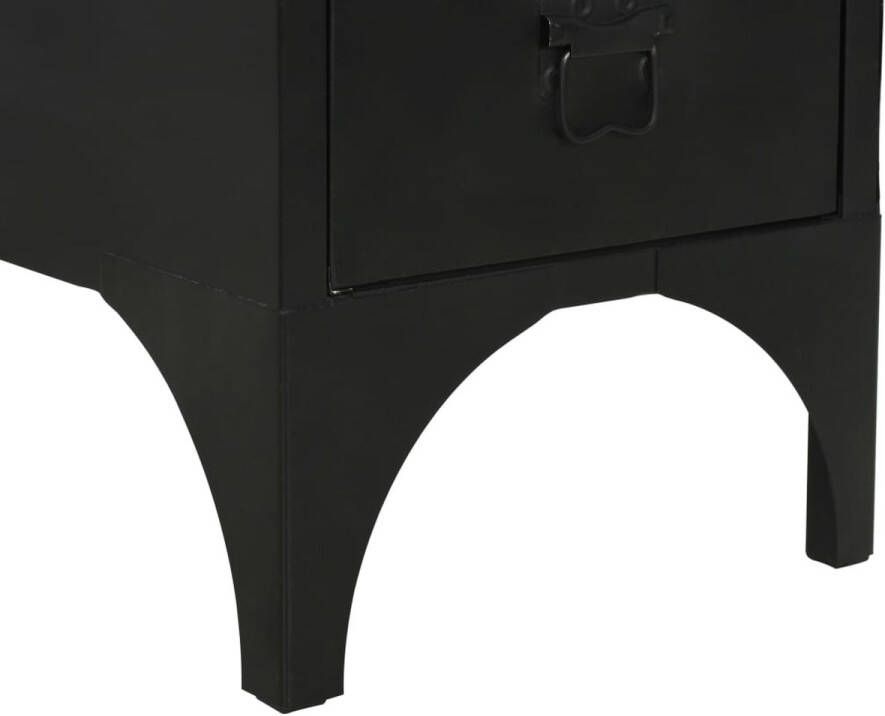 The Living Store Schrijftafel Bureau 100 x 50 x 76 cm Massief Vurenhout Stalen frame Schreibtafel Bureau Houten Bureau Industrieel Bureau Zwart Bureau - Foto 2
