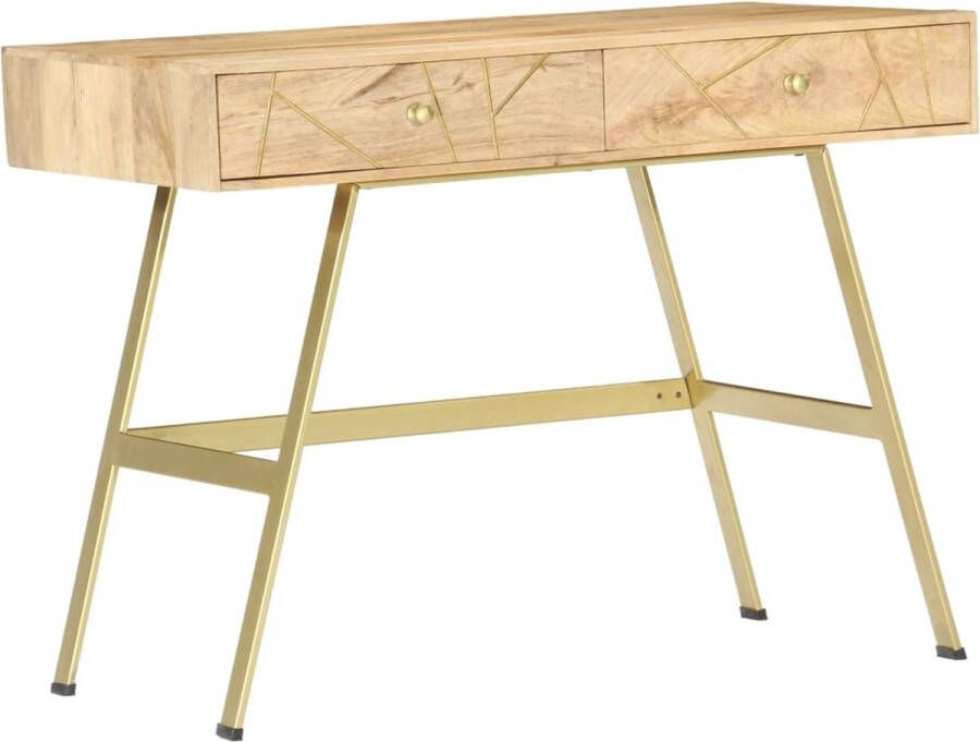 The Living Store Schrijftafel Industrieel 100 x 55 x 75 cm Massief mangohout en staal Schrijftafel Industrieel Bureau Mangohouten Bureau Metalen Bureau Kantoormeubilair - Foto 3