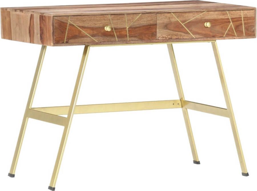 The Living Store Schrijftafel Industrieel 100 x 55 x 75 cm Massief sheeshamhout Schrijftafel Industrieel Bureau Kantooraccessoires Hout Meubilair Sheeshamhouten Bureau - Foto 3