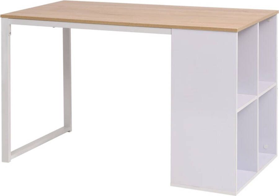 The Living Store Schrijftafel Modern Bewerkt hout 120 x 60 x 75 cm Eiken wit Met 4 opbergvakken Schrijftafel Bureaus Houten Bureau Modern Bureau Witte Bureau - Foto 3