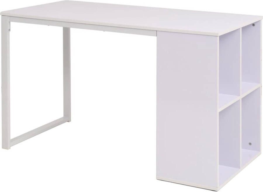 The Living Store Schrijftafel Moderne schrijftafel 120 x 60 x 75 cm wit Schrijftafel Bureaus Werkblad Houten Bureau Witte Meubels - Foto 3