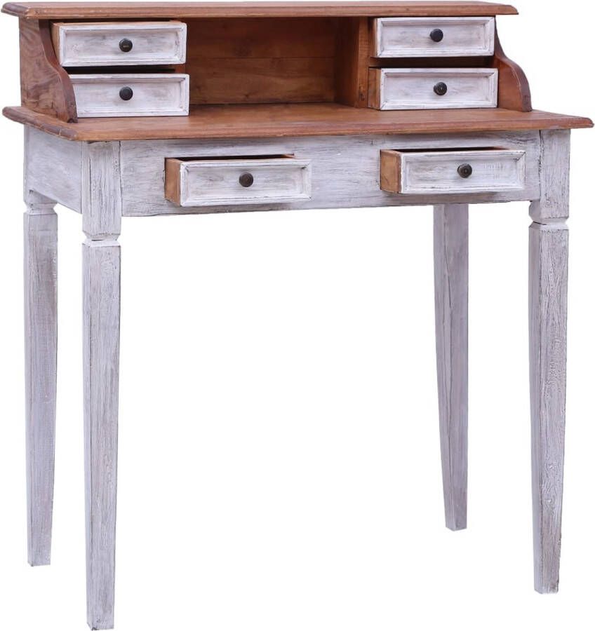 The Living Store Schrijftafel Rustiek Hout 90 x 50 x 101 cm 6 lades en 1 vak Schrijftafel Bureaus Kantoormeubilair Rustic Industrieel - Foto 2