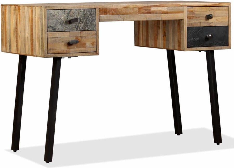 The Living Store Schrijftafel Vintage 110 x 50 x 76 cm Gerecycled Teakhout - Foto 2