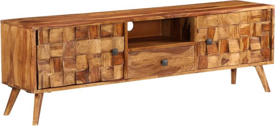 The Living Store Sheesham TV-meubel 140 x 30 x 40 cm Massief hout Honingkleurige afwerking - Foto 2