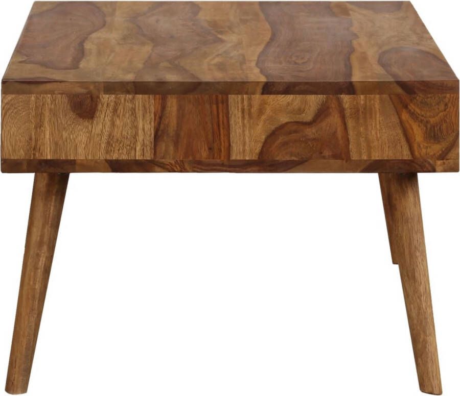 The Living Store Sheeshamhouten Salontafel 110 x 50 x 35 cm Met 2 opbergvakken Bruin en wit Massief sheeshamhout - Foto 2