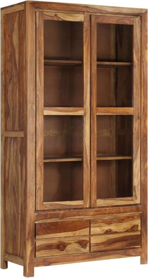 The Living Store Sheeshamhouten Vitrinekast 90 x 40 x 175 cm Massief hout Geen montage Gepolijst geverfd en gelakt