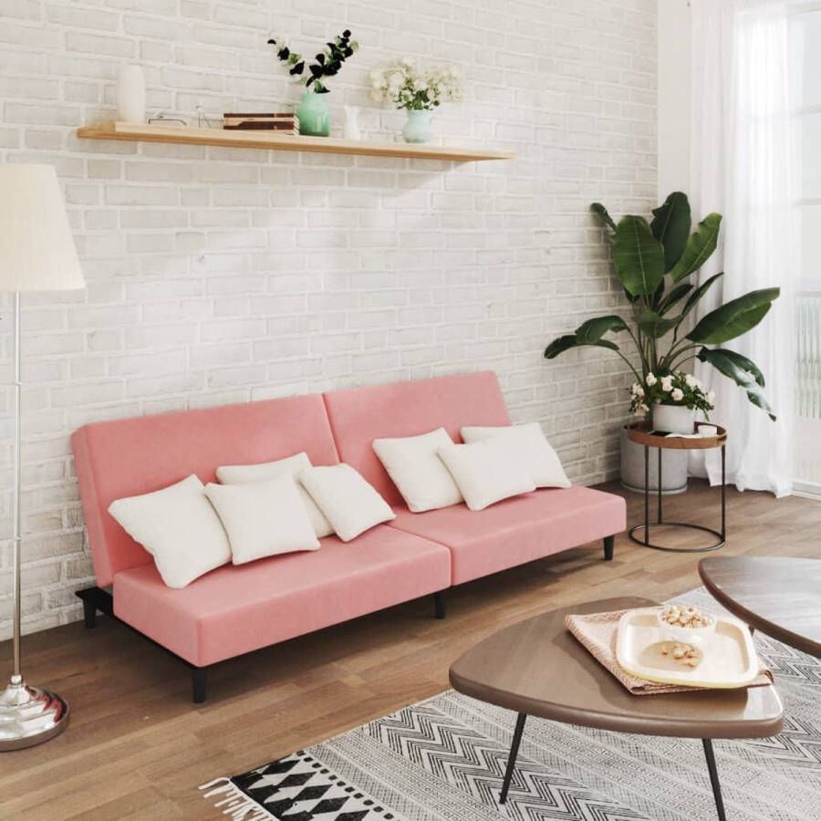 The Living Store Slaapbank Fluweel Roze 200 x 84.5 x 69 cm Makkelijk om te bouwen Montage vereist - Foto 5