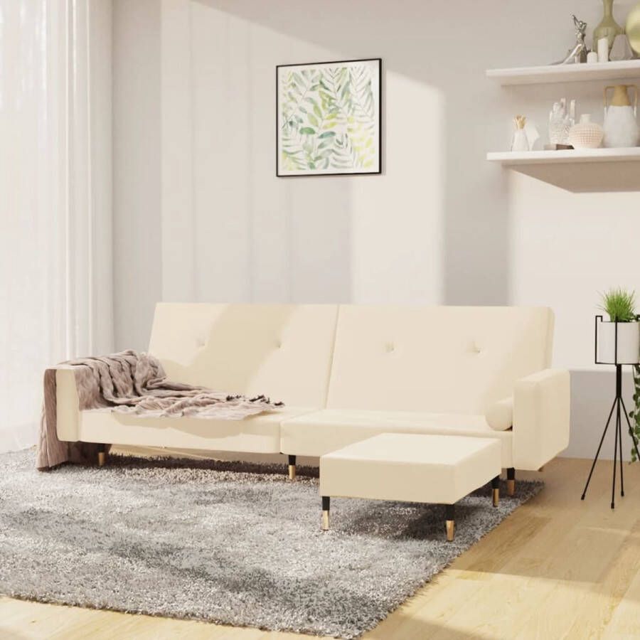 The Living Store Bedbank Deluxe Crème Fluweel 220 x 84.5 x 69 cm Multifunctioneel - Foto 2