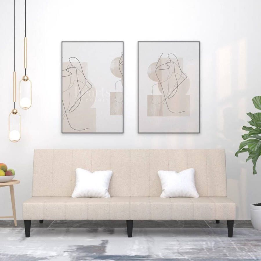 The Living Store Slaapbank Crème 200 x 84.5 x 69 cm Verstelbare rugleuning - Foto 2