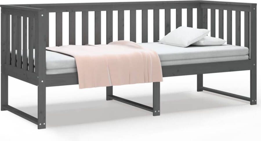 The Living Store Slaapbank 75x190 cm massief grenenhout grijs Slaapbank Slaapbanken Bedbank Bed Bedframe Houten Bedframe Bedbodem Logeerbed Slaapmeubel Ledikant Bedbanken - Foto 2