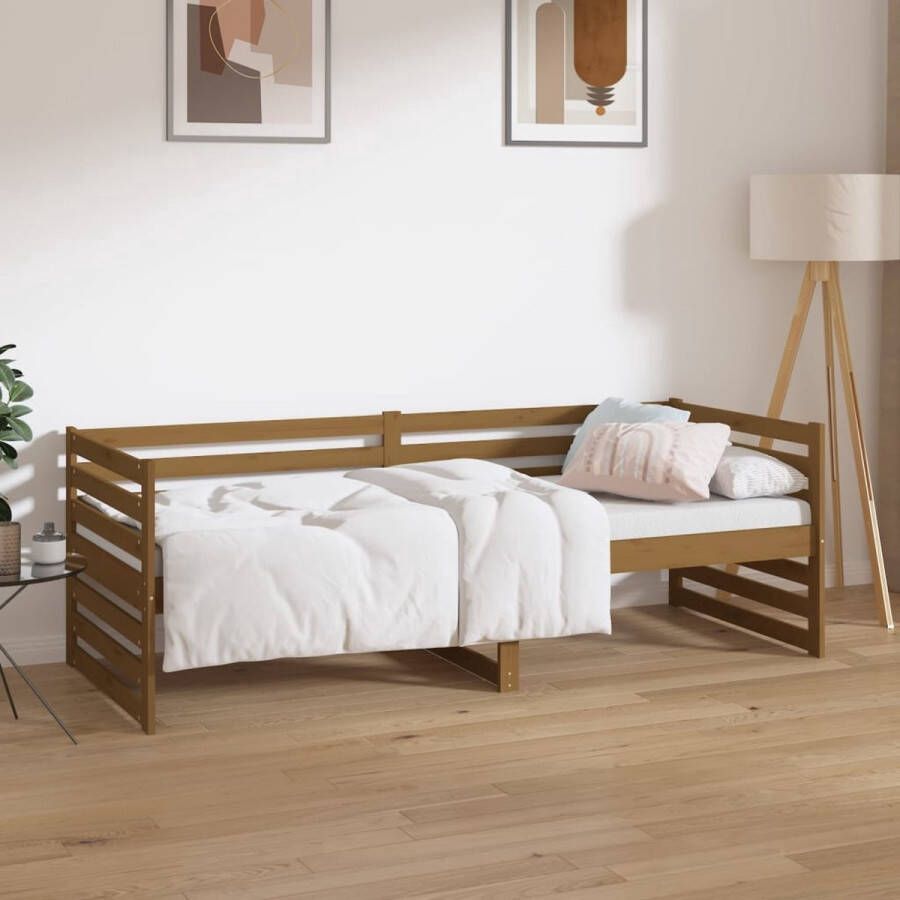 The Living Store Slaapbank 80x200 cm massief grenenhout honingbruin Slaapbank Slaapbanken Bedbank Bed Bedframe Houten Bedframe Bedbodem Logeerbed Slaapmeubel Ledikant Bedbanken