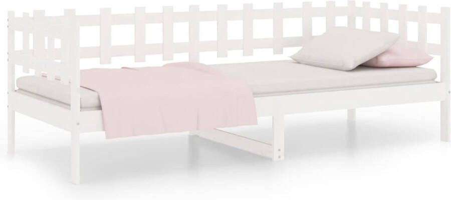 The Living Store Slaapbank 80x200 cm massief grenenhout wit Slaapbank Slaapbanken Bedbank Bed Bedframe Houten Bedframe Bedbodem Logeerbed Slaapmeubel Ledikant Bedbanken