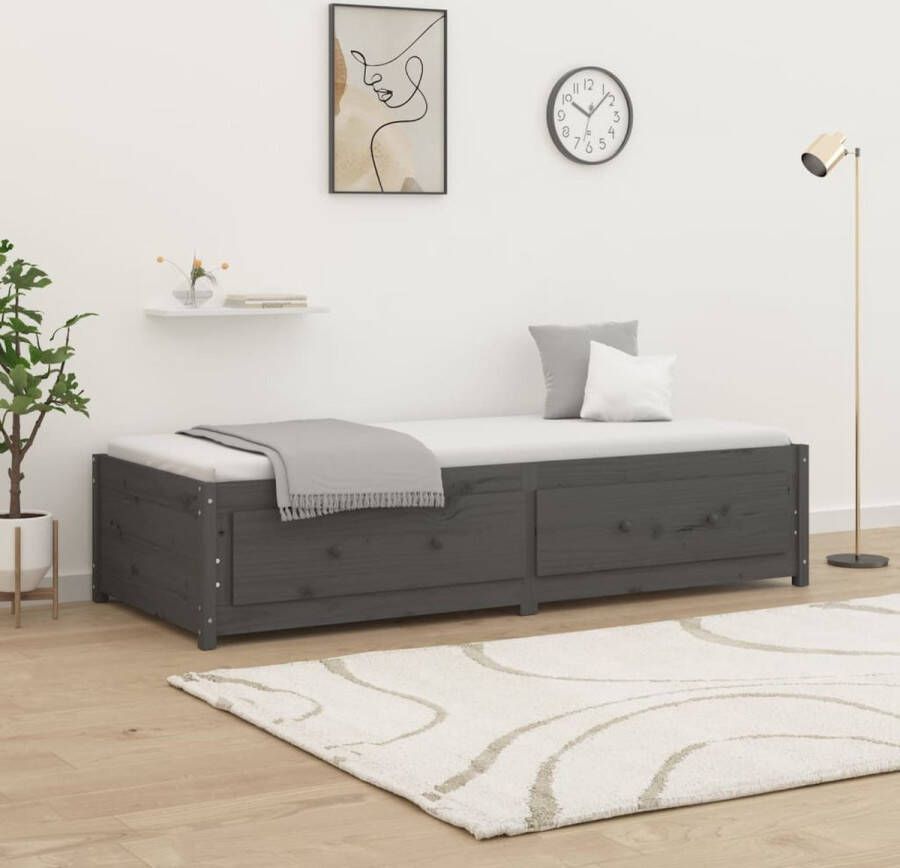 The Living Store Slaapbank 90x190 cm massief grenenhout grijs 3FT Single Slaapbank Slaapbanken Bedbank Bed Bedframe Houten Bedframe Bedbodem Logeerbed Slaapmeubel Ledikant Bedbanken