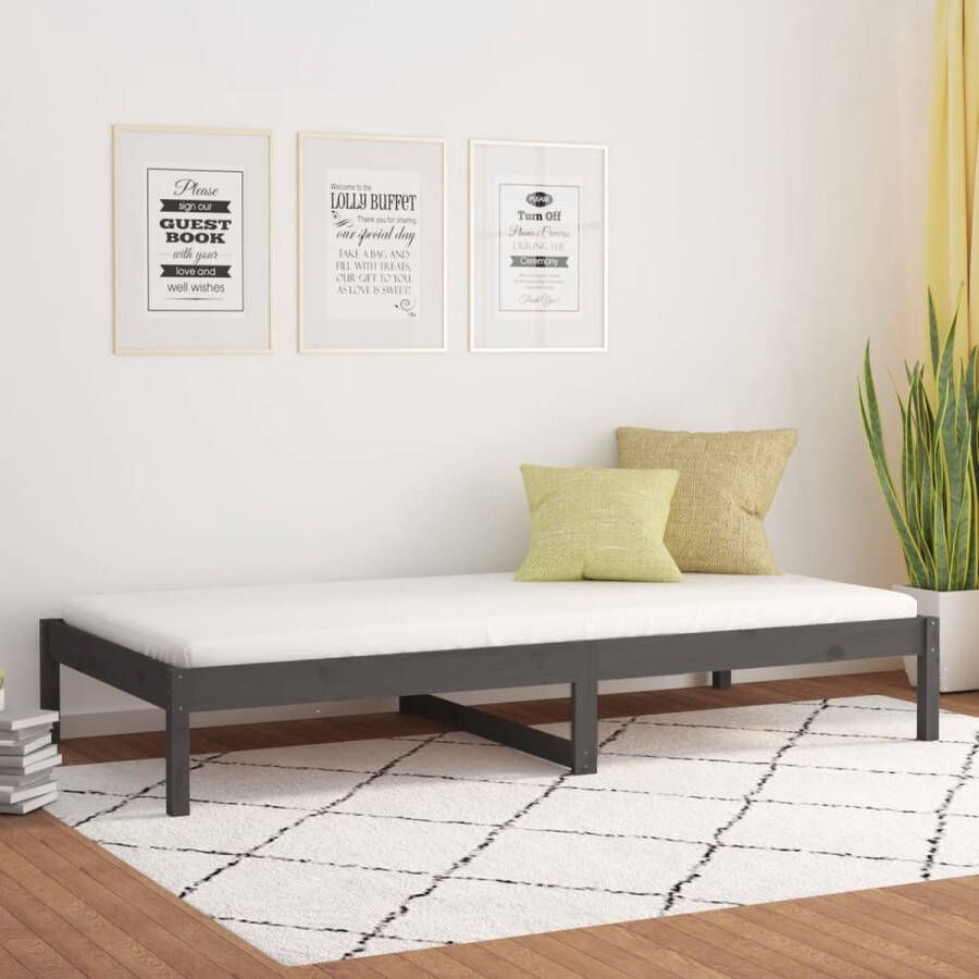 The Living Store Slaapbank 90x190 cm massief grenenhout grijs 3FT Single Slaapbank Slaapbanken Bedbank Bed Bedframe Houten Bedframe Bedbodem Logeerbed Slaapmeubel Ledikant Bedbanken - Foto 2