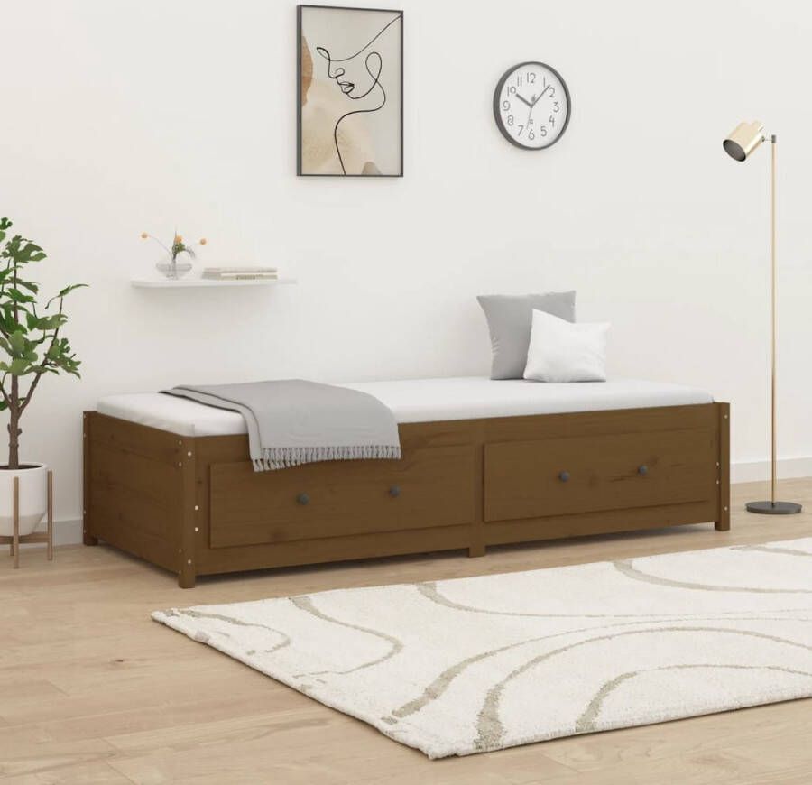 The Living Store Slaapbank Grenenhout Massief Veelzijdig Stabiel 195.5 x 95.5 x 44 cm (L x B x H) Geschikt voor matras 90 x 190 cm Kleur- Honingbruin Slaapbank Grenenhouten Bed Stapelbare Bed Tweepersoonsbed Compact Bed