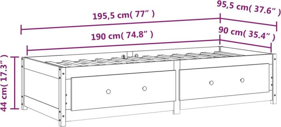 The Living Store Slaapbank 90x190 cm massief grenenhout wit 3FT Single Slaapbank Slaapbanken Bedbank Bed Bedframe Houten Bedframe Bedbodem Logeerbed Slaapmeubel Ledikant Bedbanken