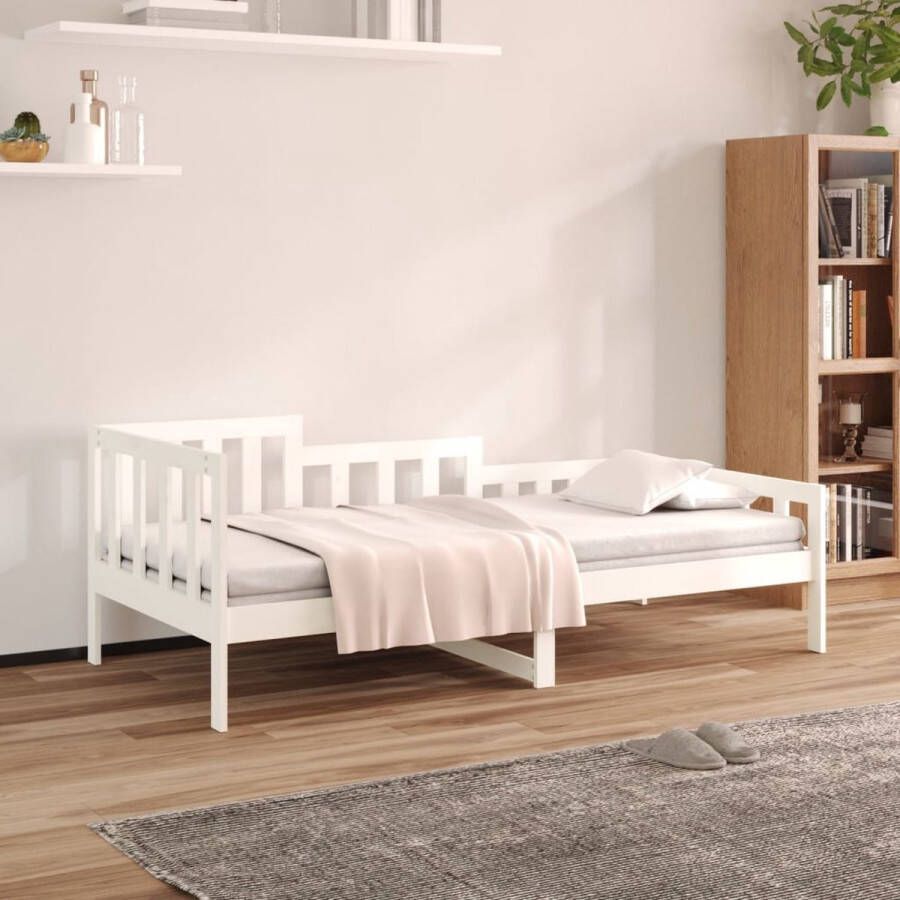 The Living Store Slaapbank 90x190 cm massief grenenhout wit Bed