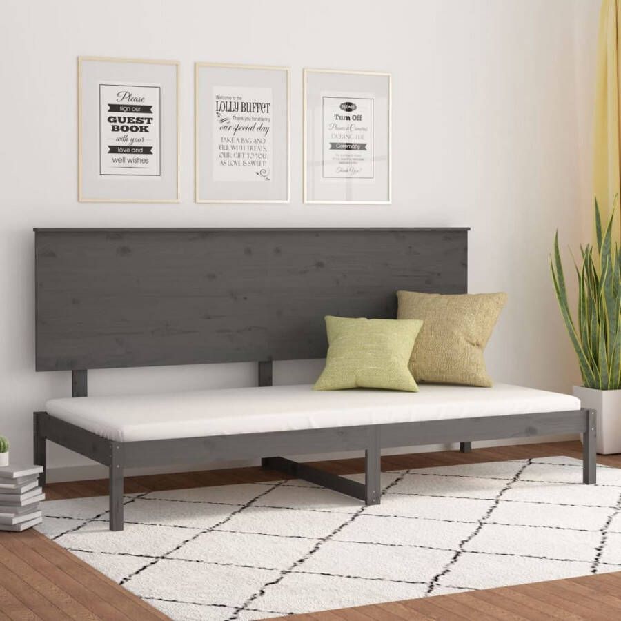 The Living Store Slaapbank 90x200 cm massief grenenhout grijs Slaapbank Slaapbanken Bedbank Bed Bedframe Houten Bedframe Bedbodem Logeerbed Slaapmeubel Ledikant Bedbanken
