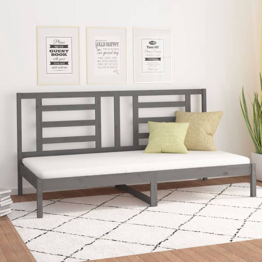 The Living Store Slaapbank 90x200 cm massief grenenhout grijs Slaapbank Slaapbanken Bedbank Bed Bedframe Houten Bedframe Bedbodem Logeerbed Slaapmeubel Ledikant Bedbanken