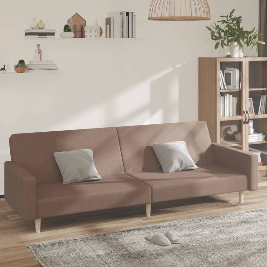 The Living Store Slaapbank Bankbed Multifunctioneel 220 x 84.5 x 69 cm Taupe Stof Hout