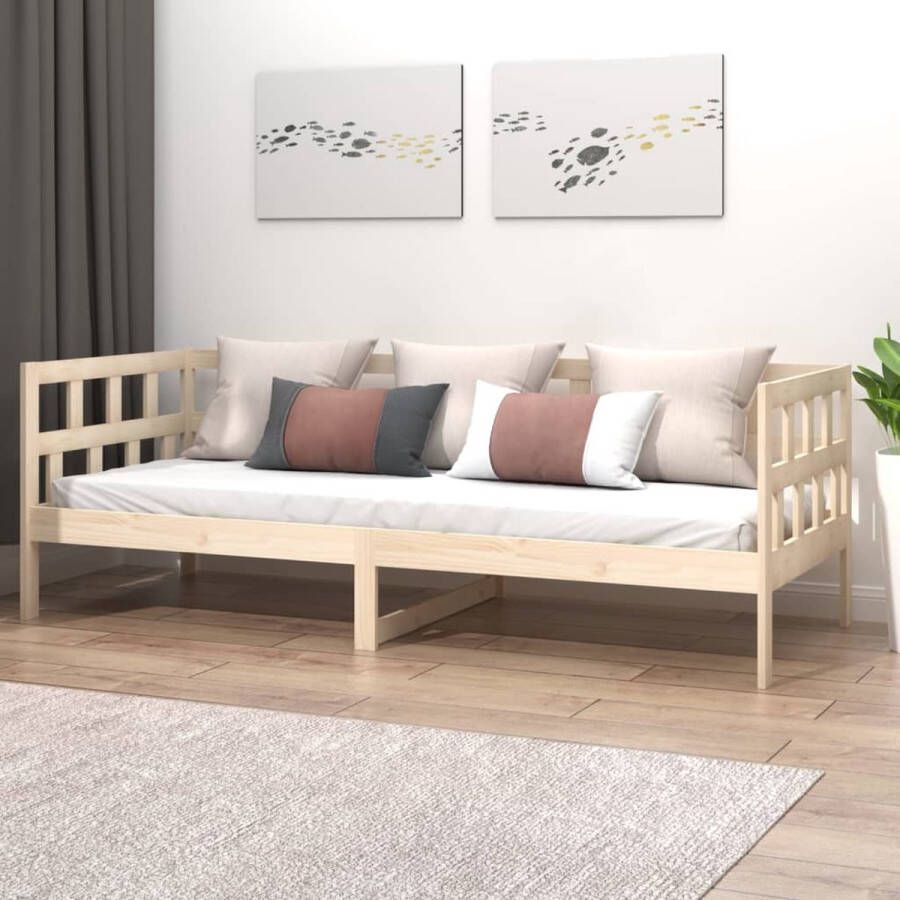 The Living Store Slaapbank massief grenenhout 90x190 cm Slaapbank Slaapbanken Bedbank Bed Bedframe Houten Bedframe Bedbodem Logeerbed Slaapmeubel Ledikant Bedbanken