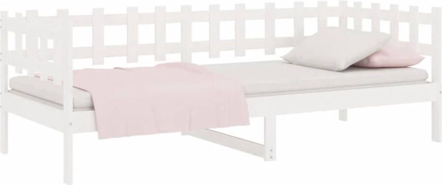 The Living Store Slaapbank 90x190 cm massief grenenhout wit Slaapbank Slaapbanken Bedbank Bed Bedframe Houten Bedframe Bedbodem Logeerbed Slaapmeubel Ledikant Bedbanken - Foto 2