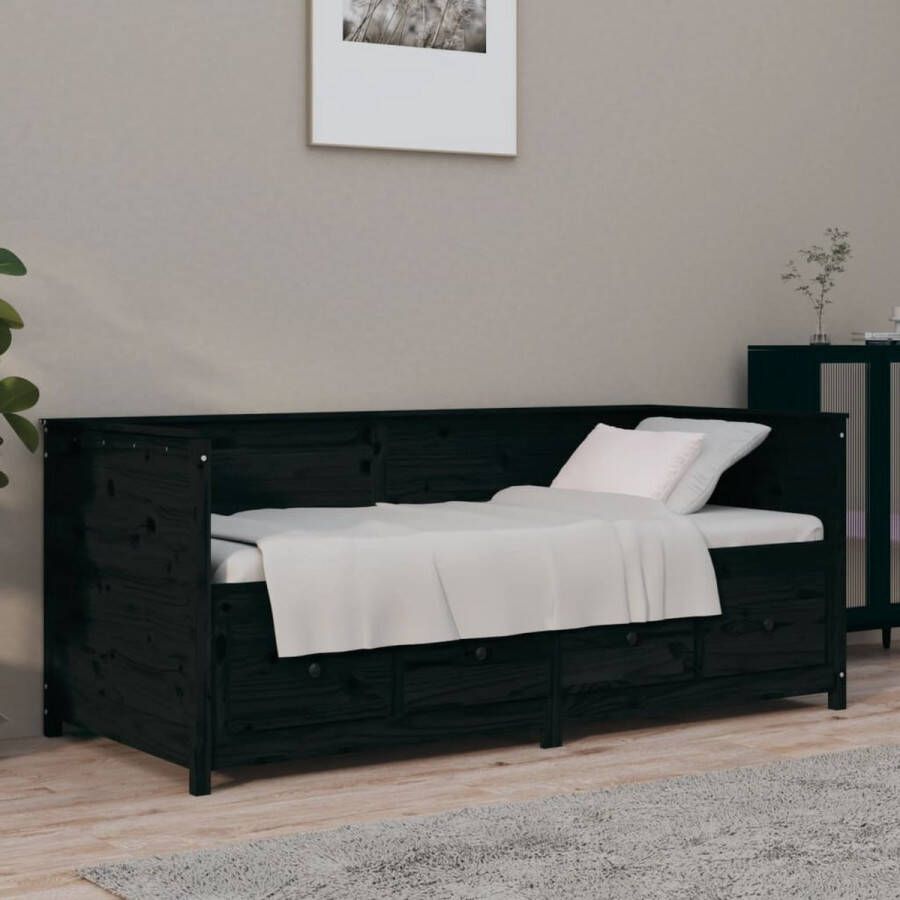 The Living Store Slaapbank Grenenhout 197.5 x 97 x 80 cm Zwart Slaapbank Houten Bed Grenenhouten Bed Tweepersoonsbed Daybed