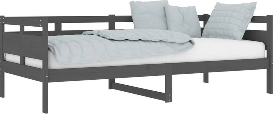 The Living Store Slaapbank massief grenenhout grijs 90x200 cm Slaapbank Slaapbanken Bedbank Bed Bedframe Houten Bedframe Bedbodem Slaapmeubel Ledikant Bedbanken Bedden - Foto 2