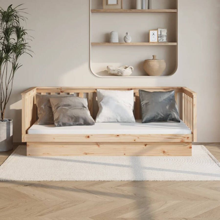 The Living Store Slaapbank Grenenhout 207.5 x 87 x 76 cm Massief 3-zijdig bedhek