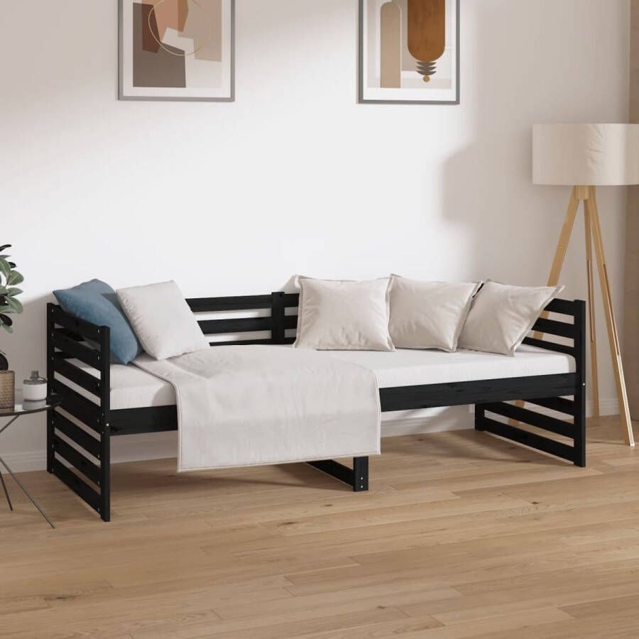 The Living Store Slaapbank 80x200 cm massief grenenhout zwart Slaapbank Slaapbanken Bedbank Bed Bedframe Houten Bedframe Bedbodem Logeerbed Slaapmeubel Ledikant Bedbanken - Foto 2