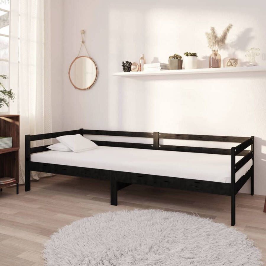 The Living Store Slaapbank Grenenhout Zwart 204 x 98 x 57 cm Logeerbed en bank