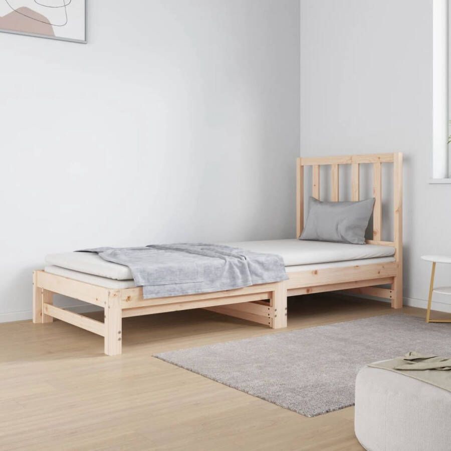 The Living Store Slaapbank Houten bedbank 195.5 x 182 x 30 cm Grenenhout(oping- matras niet inbegrepen) Slaapbank Houten Bedbank Daybed Grenenhout Meubels Multifunctioneel Meubilair