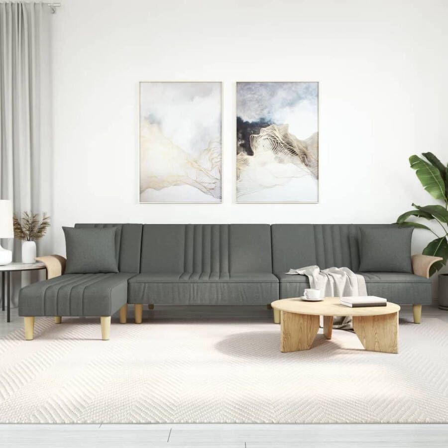The Living Store L-vormige slaapbank donkergrijs 279 x 140 x 70 cm multifunctioneel en comfortabel - Foto 2
