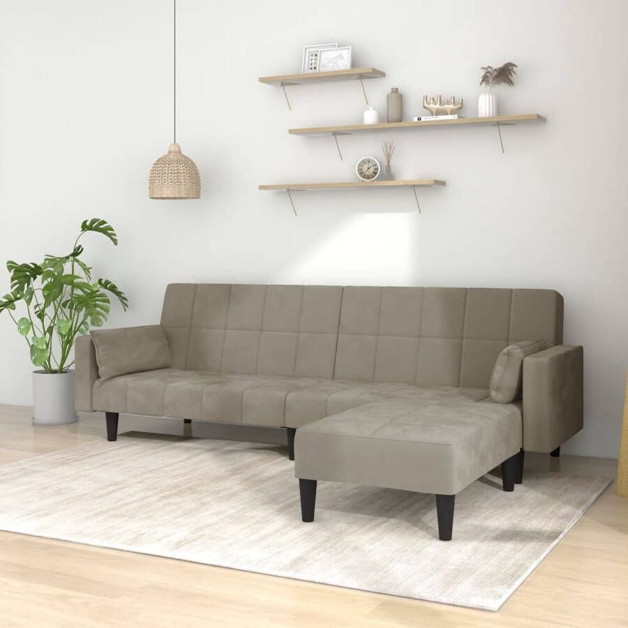 The Living Store Slaapbank Lounge 220x84.5x69 cm Fluweel Lichtgrijs