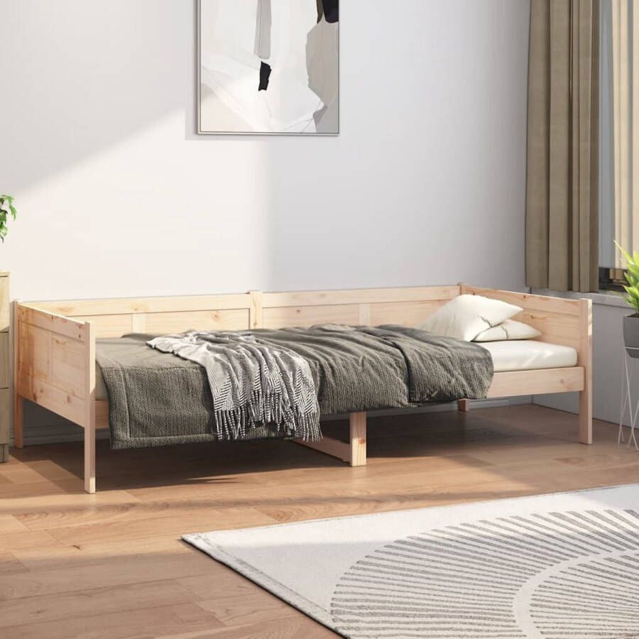 The Living Store Slaapbank massief grenenhout grijs 90x190 cm Slaapbank Slaapbanken Bedbank Bed Bedframe Houten Bedframe Bedbodem Logeerbed Slaapmeubel Ledikant Bedbanken - Foto 2