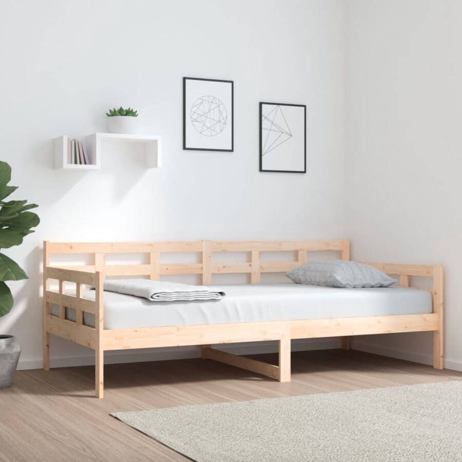 The Living Store Slaapbank massief grenenhout 90x190 cm Slaapbank Slaapbanken Bedbank Bed Bedframe Houten Bedframe Bedbodem Logeerbed Slaapmeubel Ledikant Bedbanken