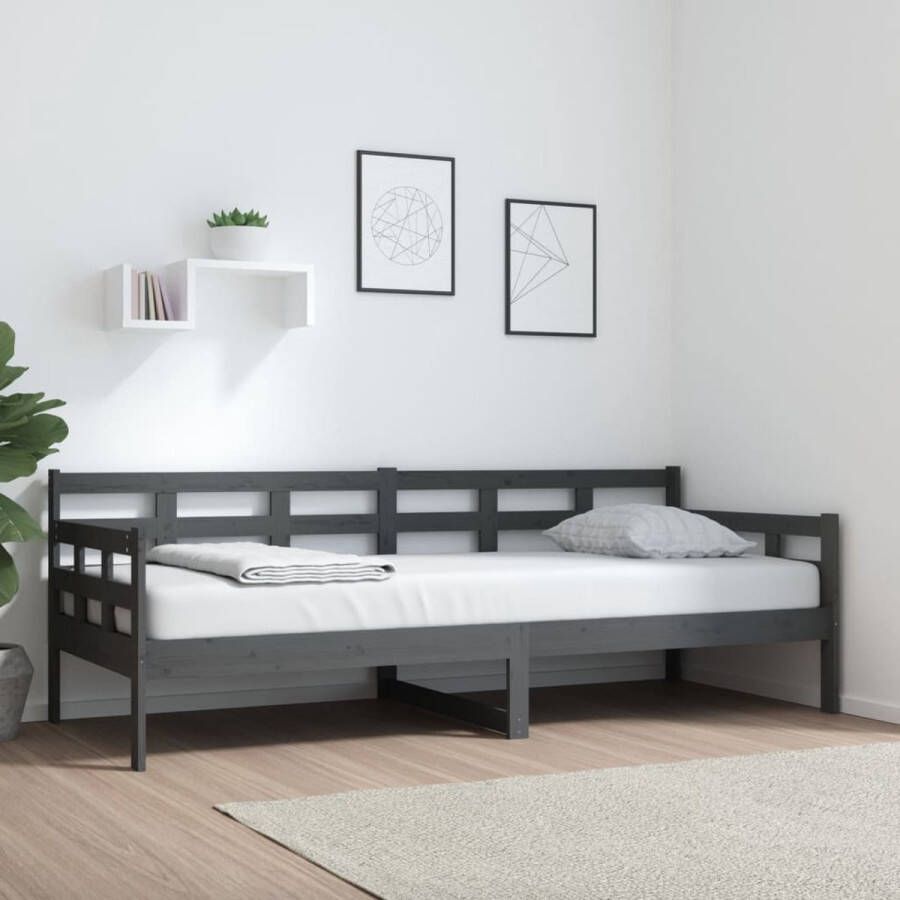 The Living Store Slaapbank Massief Grenenhout Grijs 203.5 x 86 x 69.5 cm Bedframe zonder matras