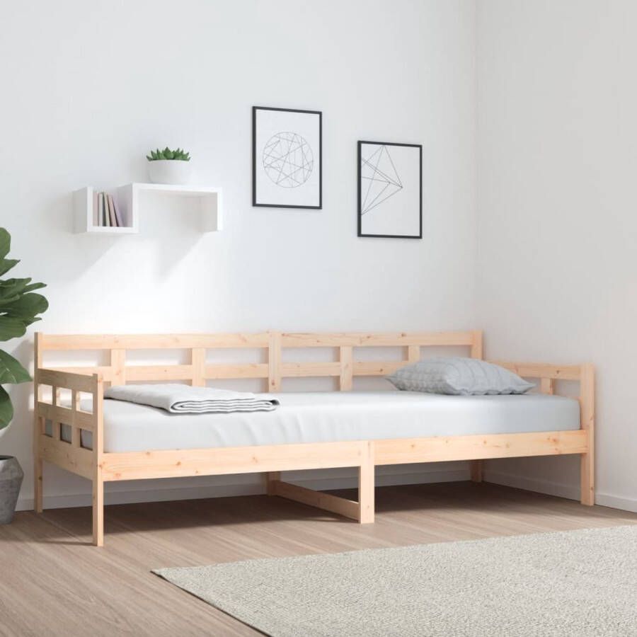 The Living Store Slaapbank Massief Grenenhout Totaalafmetingen- 203.5 x 86 x 69.5 cm Geschikt voor 80 x 200 cm matras (matras niet inbegrepen) Slaapbank Grenenhout Bed Frame Tweepersoonsbed Guest Bed