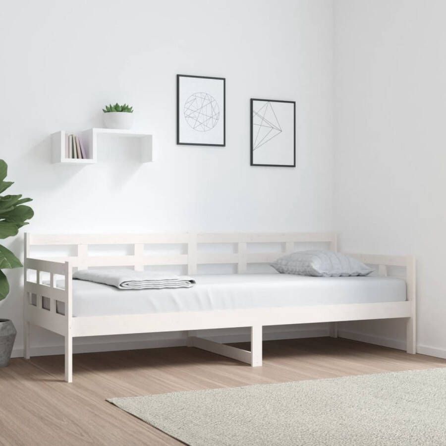 The Living Store Slaapbank Massief Grenenhout Wit 203.5 x 86 x 69.5 cm Geschikt voor 80 x 200 cm matras Slaapbank Grenenhouten Bed Witte Slaapbank Massief Houten Bed Multifunctioneel Bed