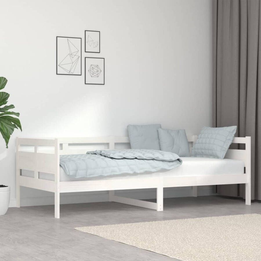 The Living Store Houten Slaapbank Logeerbed en Bank Wit 203.5 x 96.5 x 66 cm Geschikt voor 90 x 200 cm Matras Montage vereist Slaapbank Houten Bank Logeerbed Tweepersoons Bed Guest Bed
