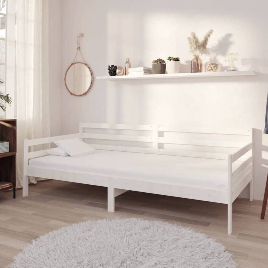 The Living Store Slaapbank massief grenenhout wit 90x200 cm Bedbank Bedbanken Bed Bank Bed Banken Slaapbank Slaapbanken Slaap Bank Slaap Banken Houten Bedbank Houten Bedbanken Houten Slaapbank